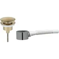 Ben Push Open set met afsluitbare wastafelplug in geborsteld messing en plat meubelsifon 5/4"