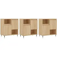 vidaXL Dressoirs 3 st bewerkt hout sonoma eiken