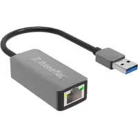 Xtrememac Adapter USB-A vers RJ45 F - Plug & Play - Structuur aluminium - Zijdelings grijs (USB, RJ45/LAN (1x)), Netwerkadapter, Grijs, Zilver