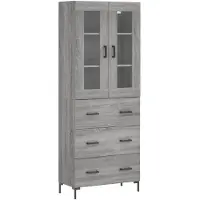 vidaXL Hoge kast 69,5x34x180 cm bewerkt hout grijs sonoma eikenkleurig