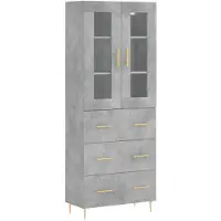 vidaXL Hoge kast 69,5x34x180 cm bewerkt hout betongrijs