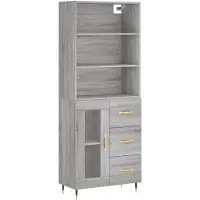 vidaXL Hoge kast 69,5x34x180 cm bewerkt hout grijs sonoma eikenkleurig