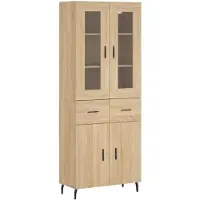 vidaXL Hoge kast 69,5x34x180 cm bewerkt hout sonoma eikenkleurig