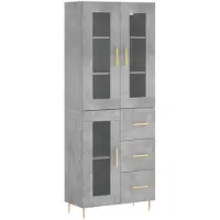 vidaXL Hoge kast 69,5x34x180 cm bewerkt hout betongrijs