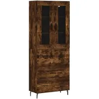 vidaXL Hoge kast 69,5x34x180 cm bewerkt hout gerookt eikenkleurig