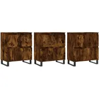 vidaXL Dressoirs 3 st bewerkt hout gerookt eikenkleurig