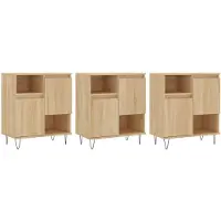 vidaXL Dressoirs 3 st bewerkt hout sonoma eiken