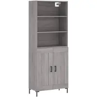 vidaXL Hoge kast 69,5x34x180 cm bewerkt hout grijs sonoma eikenkleurig