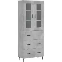 vidaXL Hoge kast 69,5x34x180 cm bewerkt hout betongrijs