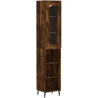 vidaXL Hoge kast 34,5x34x180 cm bewerkt hout gerookt eikenkleurig