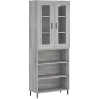 vidaXL Hoge kast 69,5x34x180 cm bewerkt hout grijs sonoma eikenkleurig
