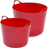 Whitefurze Flexibele emmers - 2x stuks - 14 liter en 39 liter - rood - Wasmanden