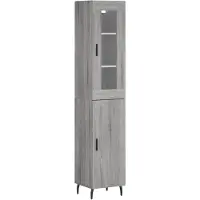 vidaXL Hoge kast 34,5x34x180 cm bewerkt hout grijs sonoma eikenkleurig