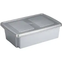 Sunware opslagbox kunststof 30 liter lichtgrijs 59 x 39 x 17 cm met deksel - Opbergbox