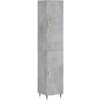 vidaXL Hoge kast 34,5x34x180 cm bewerkt hout betongrijs
