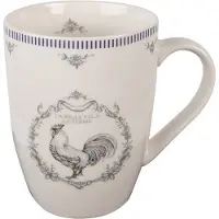 Clayre & Eef Mok 350 ml Wit Grijs Porselein Haan Theemok Wit Theemok