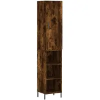 vidaXL Hoge kast 34,5x34x180 cm bewerkt hout gerookt eikenkleurig