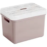 Sunware Opbergbox/mand - oud roze - 18 liter - met deksel hout kleur - Opbergbox