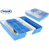 Tontarelli Mixy - Verstelbare Bestekbak met Dubbele Tray - Breedte 31.7 tot 55 cm - Lengte 41.8 cm - Hoogte 7.7 cm