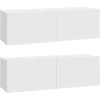 vidaXL Tv-wandmeubels 2 st 100x30x30 cm bewerkt hout wit
