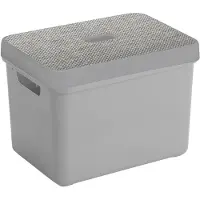 Sunware Opbergbox/mand - lichtgrijs - 18 liter - met deksel - Opbergbox