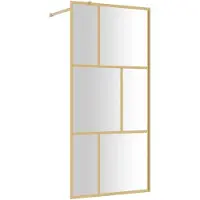 vidaXL Inloopdouchewand transparant 80x195 cm ESG-glas goudkleurig
