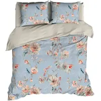 Satin d'or Dekbedovertrek Charlotte Blue Satijn-240 x 200 / 220 cm | Lits-Jumeaux
