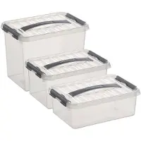Sunware Opberg boxen set van 3x stuks in 4-6-9 Liter kunststof met deksel - Opbergbox