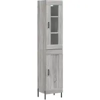 vidaXL Hoge kast 34,5x34x180 cm bewerkt hout grijs sonoma eikenkleurig