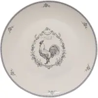 Clayre & Eef Dinerbord Ø 26 cm Wit Grijs Porselein Haan Eetbord Wit Eetbord