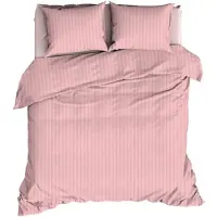 Satin d'or Dekbedovertrek Streep Crystal Rose Satijn-200 x 200 / 220 cm | 2-Persoons