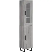 vidaXL Hoge kast 34,5x34x180 cm bewerkt hout grijs sonoma eikenkleurig