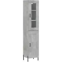 vidaXL Hoge kast 34,5x34x180 cm bewerkt hout betongrijs