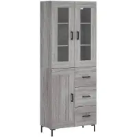 vidaXL Hoge kast 69,5x34x180 cm bewerkt hout grijs sonoma eikenkleurig