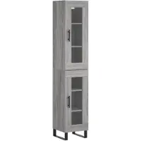 vidaXL Hoge kast 34,5x34x180 cm bewerkt hout grijs sonoma eikenkleurig
