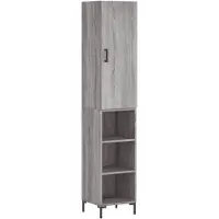 vidaXL Hoge kast 34,5x34x180 cm bewerkt hout grijs sonoma eikenkleurig