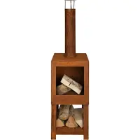 Esschert Design Terraskachel Design met Houtopslag Roest