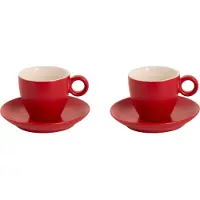Maastricht porselein Koffiekop en schotel Bart Colour Cafe 17 cl Rood 2 stuks