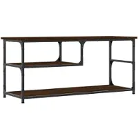 vidaXL Tv-meubel 103x38x46,5 cm bewerkt hout staal bruin eikenkleur