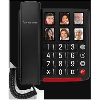 Amplicomms BT40 Zwart vaste lijn huistelefoon met 6 foto toetsen - instelbaar luide bel volume en optische bel signaal - instelbaar luide gespreks volume