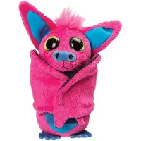 Suki Gifts Pluche knuffeldier vleermuis - roze/blauw - 17 cm - speelgoed - Knuffeldier