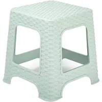 Forte Plastics PlasticForte Keukenkrukje/opstapje - rotan - mintgroen - kunststof - 32 x 32 x 33 cm - Huishoudkrukjes