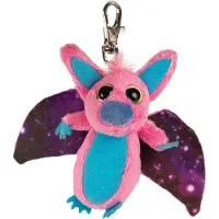 Suki Gifts Pluche knuffeldier vleermuis - roze/paars - 9 cm - sleutelhanger - Knuffeldier