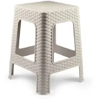 Forte Plastics PlasticForte Keukenkrukje/opstapje - rotan - beige - kunststof - 36 x 36 x 45 cm - Huishoudkrukjes