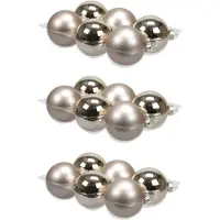 Othmar decorations 24x stuks glazen kerstballen licht champagne 8 cm mat/glans - Kerstbal