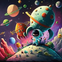 Consalnet Fotobehang - Kinderkamer - Ruimte - Planeten - Raket - Universum - Vliesbehang - (416 x 254 cm)