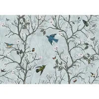 Consalnet Fotobehang - Vogels - Bloemen - Bomen - Blauw - Kinderkamer - (152.5 x 104 cm)