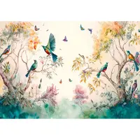 Consalnet Fotobehang - Vogels - Vlinders - Natuur - Kinderkamer - Dieren - Kleurrijk - (254 x 184 cm)