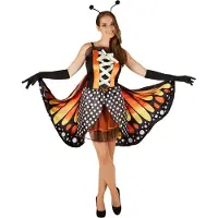 Dressforfun - Vrouwenkostuum vlinder grote vuurvlinder XL - verkleedkleding kostuum halloween verkleden feestkleding carnavalskleding carnaval feestkledij partykleding - 301148