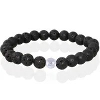 Memphis Kralen Armband Lavasteen Edelstaal Kraal-21cm